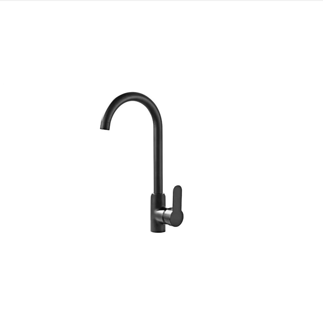 Llave Mezcladora para Fregadero Malubero color Negro Cuello Curvo