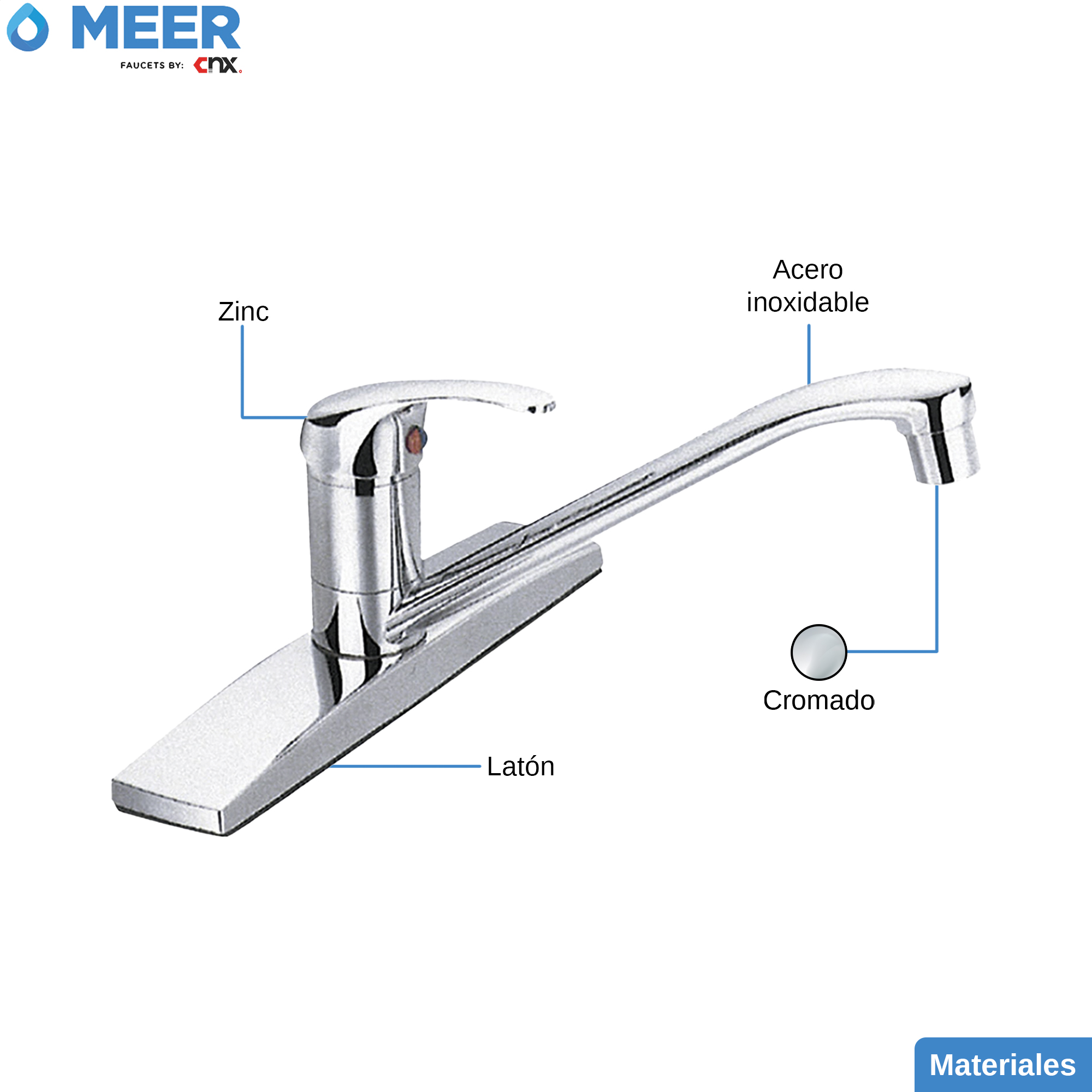 Foto 5 pulgar | Mezcladora Monomando Cromada para Lavabo CNX color Plateado