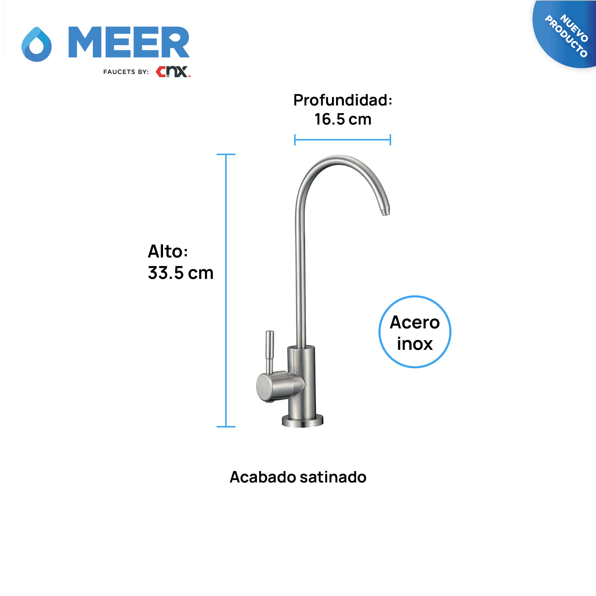 Foto 2 | Llave Niquelada para Filtro de Agua Meer-CNX color Plateado de Acero Inoxidable