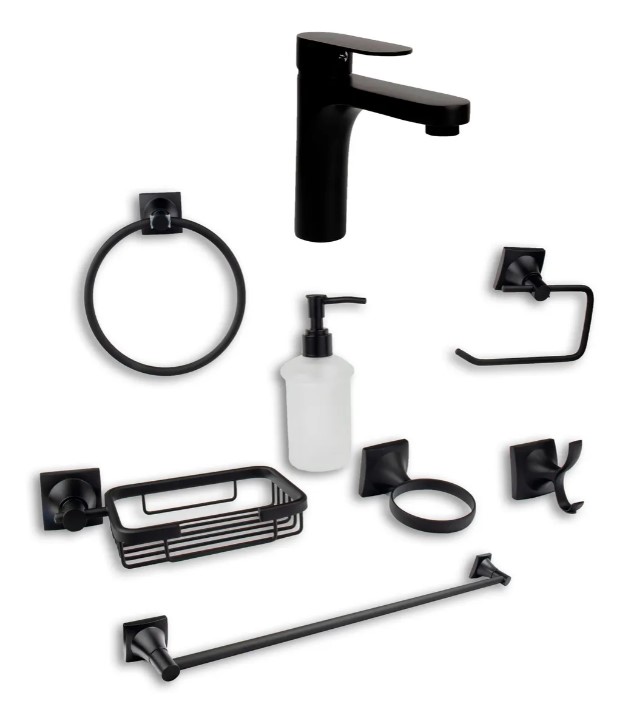 Accesorios para Baño y Mezcladora para Lavabo CNX Negro Mate