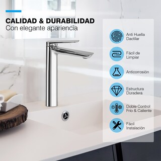 Foto 2 | Sangkee K10126 grifo Para Lavabo De Baño Frío Y Caliente Con Moderno Diseño Plata