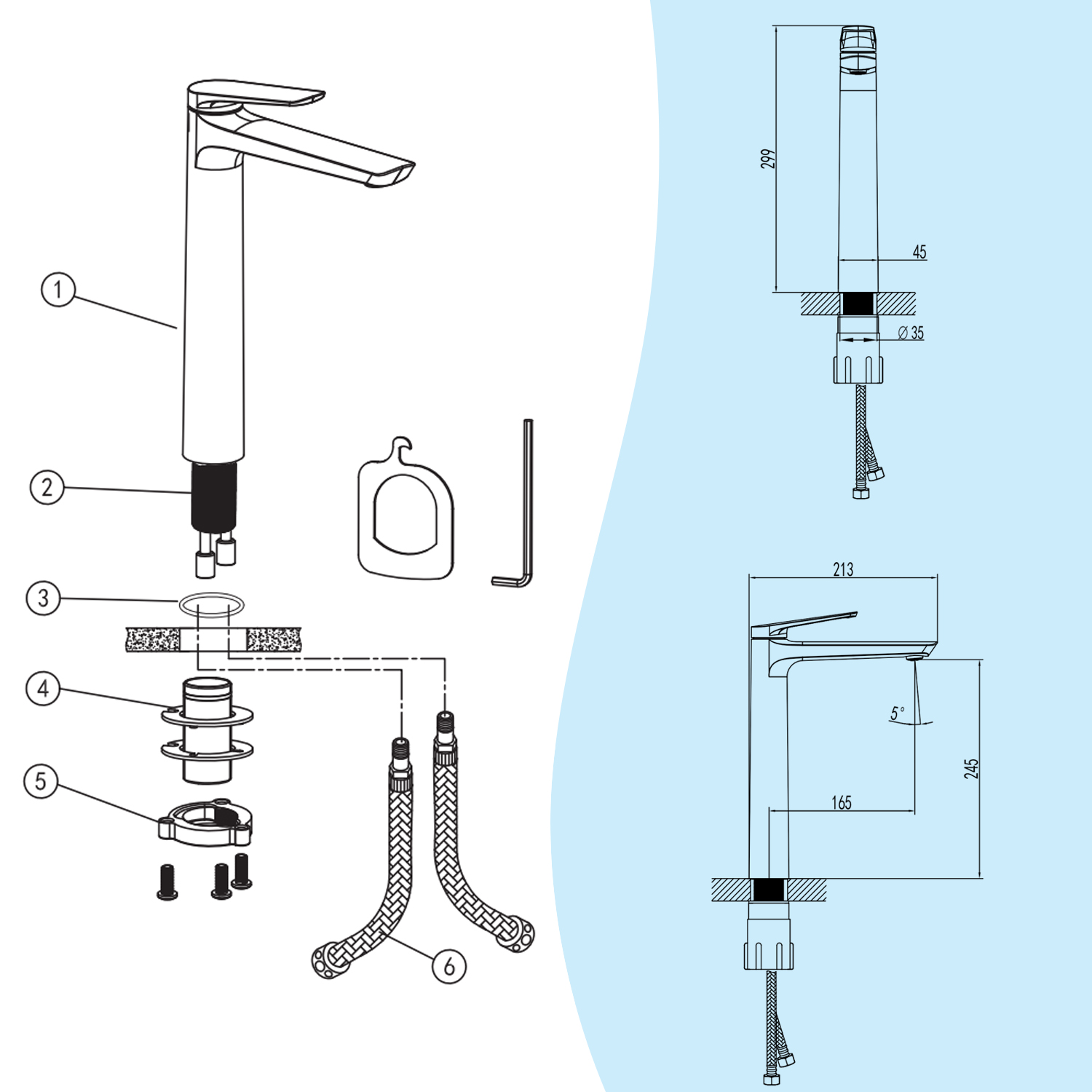 Foto 7 pulgar | Sangkee K10126 grifo Para Lavabo De Baño Frío Y Caliente Con Moderno Diseño Plata