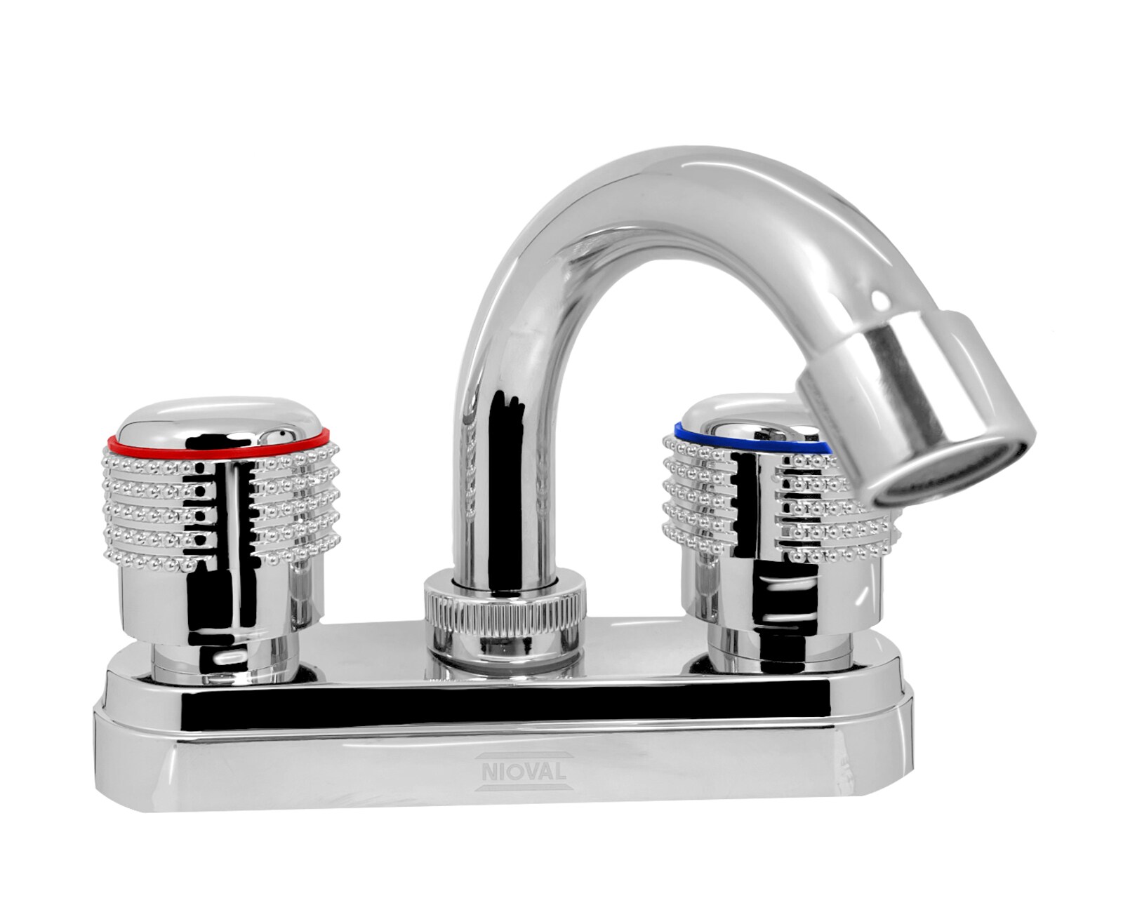 Llave Mezcladora Nioval color Plata para Lavabo Cuello Curvo Largo $1,598