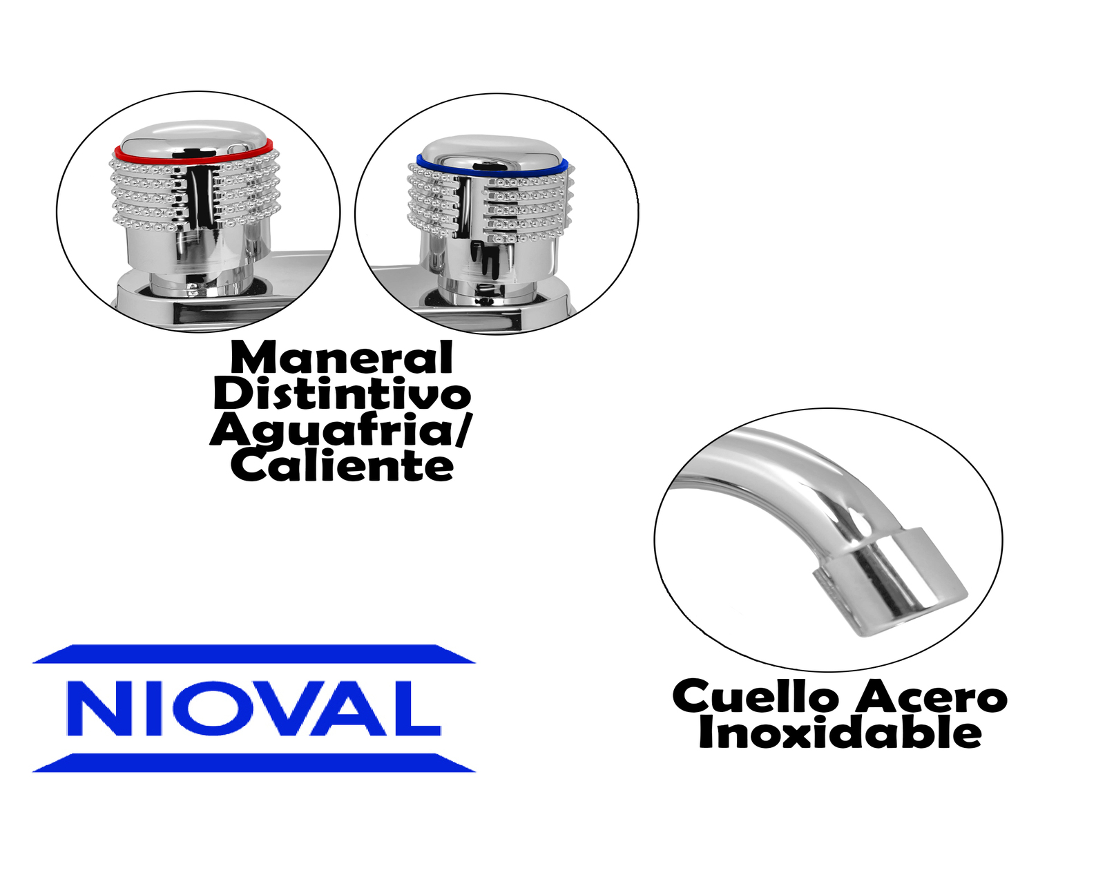 Foto 4 pulgar | Llave Mezcladora Nioval color Plata para Lavabo Cuello Curvo Largo