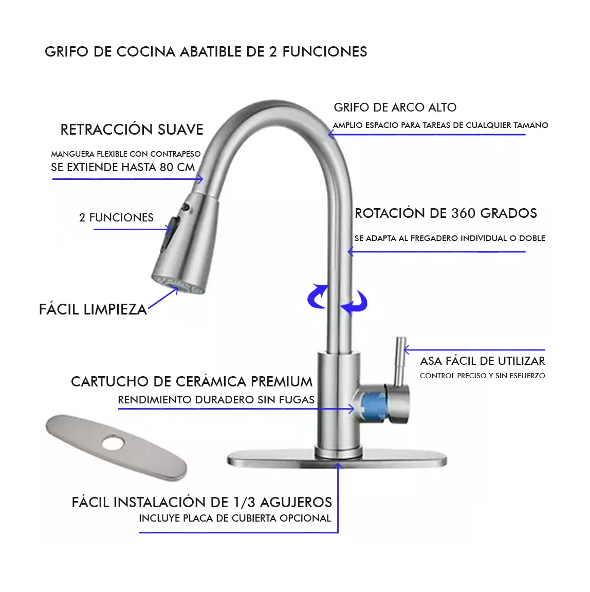 Foto 3 pulgar | Mezcladora para Fregadero Belug con Manija color Plata