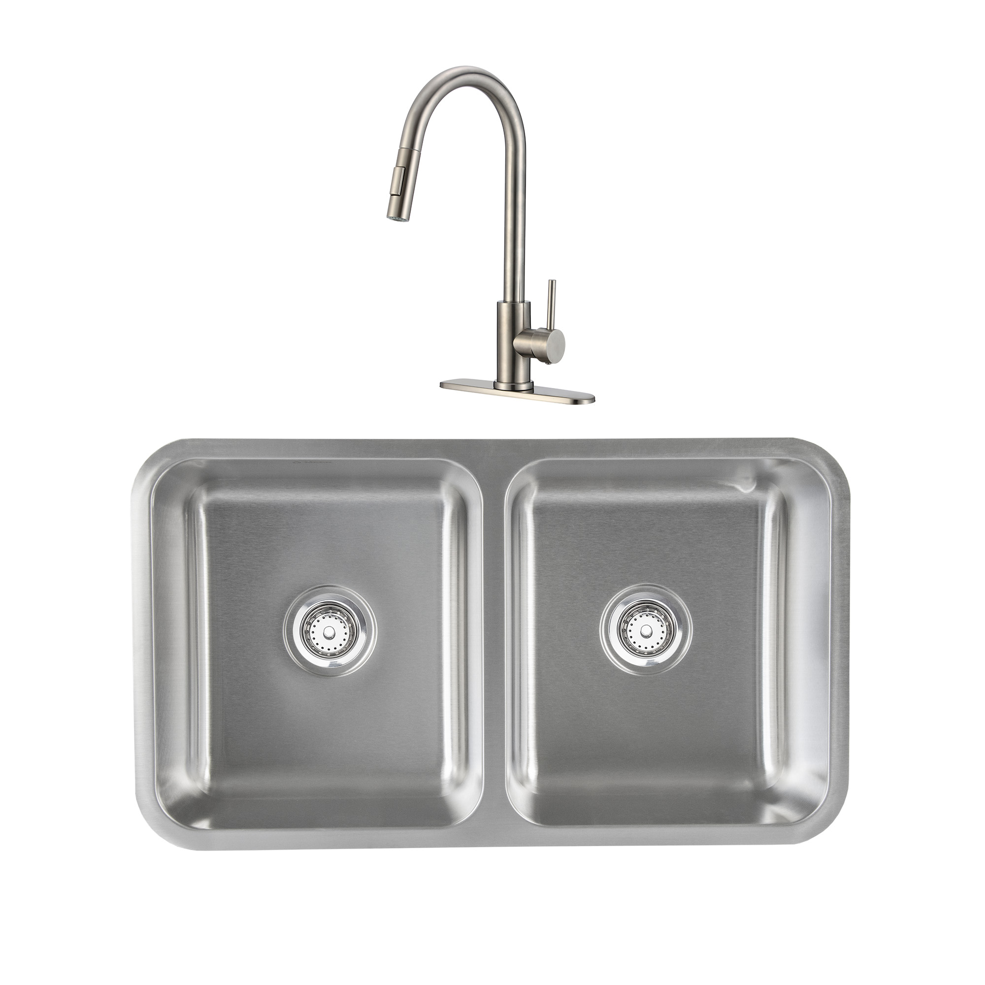 Kit de Fregadero de Cocina con Mezcladora Meer-CNX color Plata de Acero Inoxidable Satinado