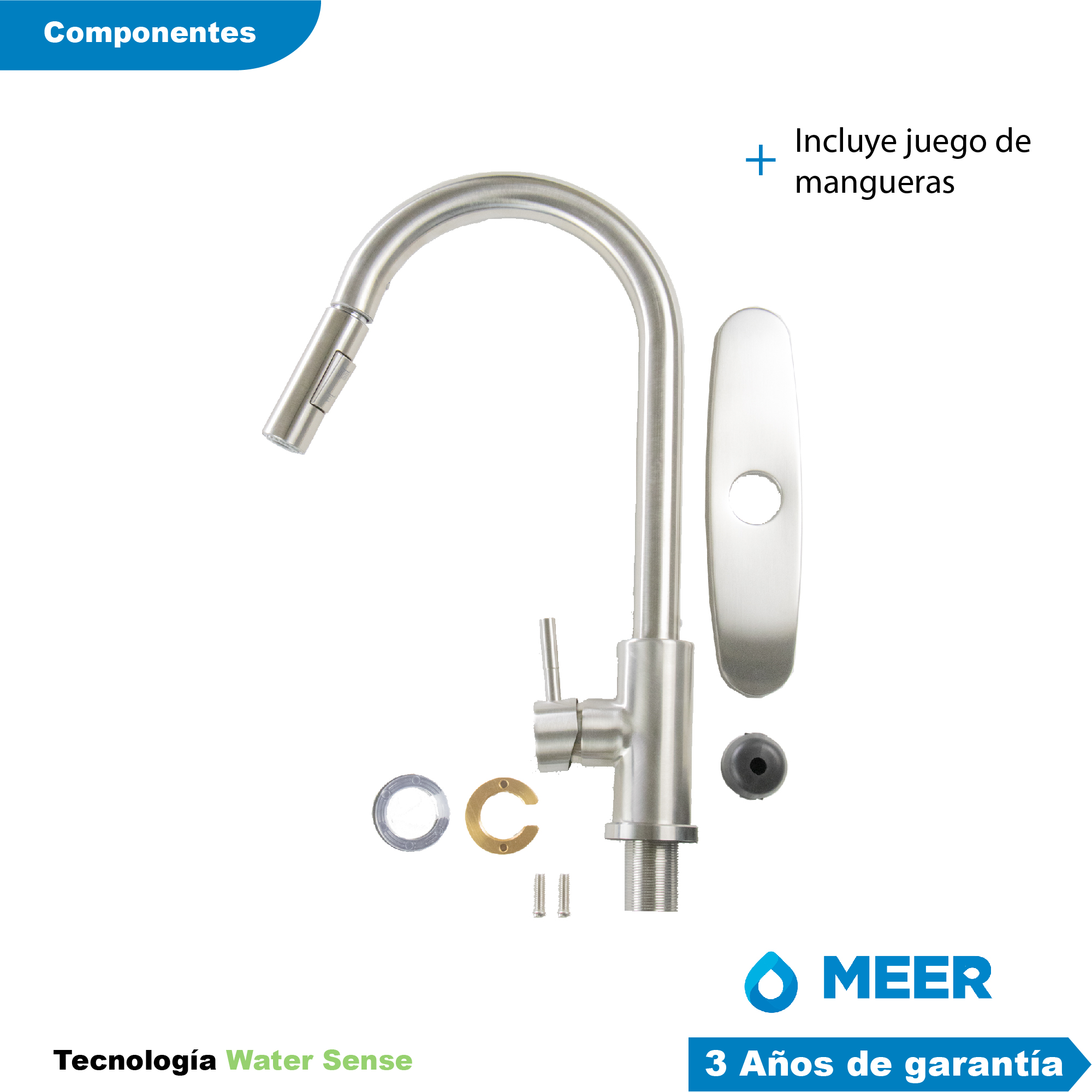 Foto 4 pulgar | Kit de Fregadero de Cocina con Mezcladora Meer-CNX color Plata de Acero Inoxidable Satinado