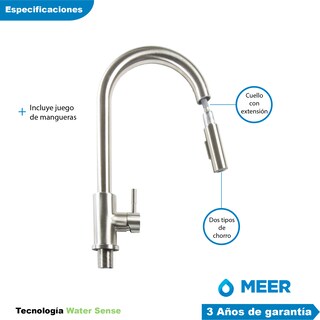 Foto 4 | Kit de Fregadero de Cocina con Mezcladora Meer-CNX color Plata de Acero Inoxidable Satinado