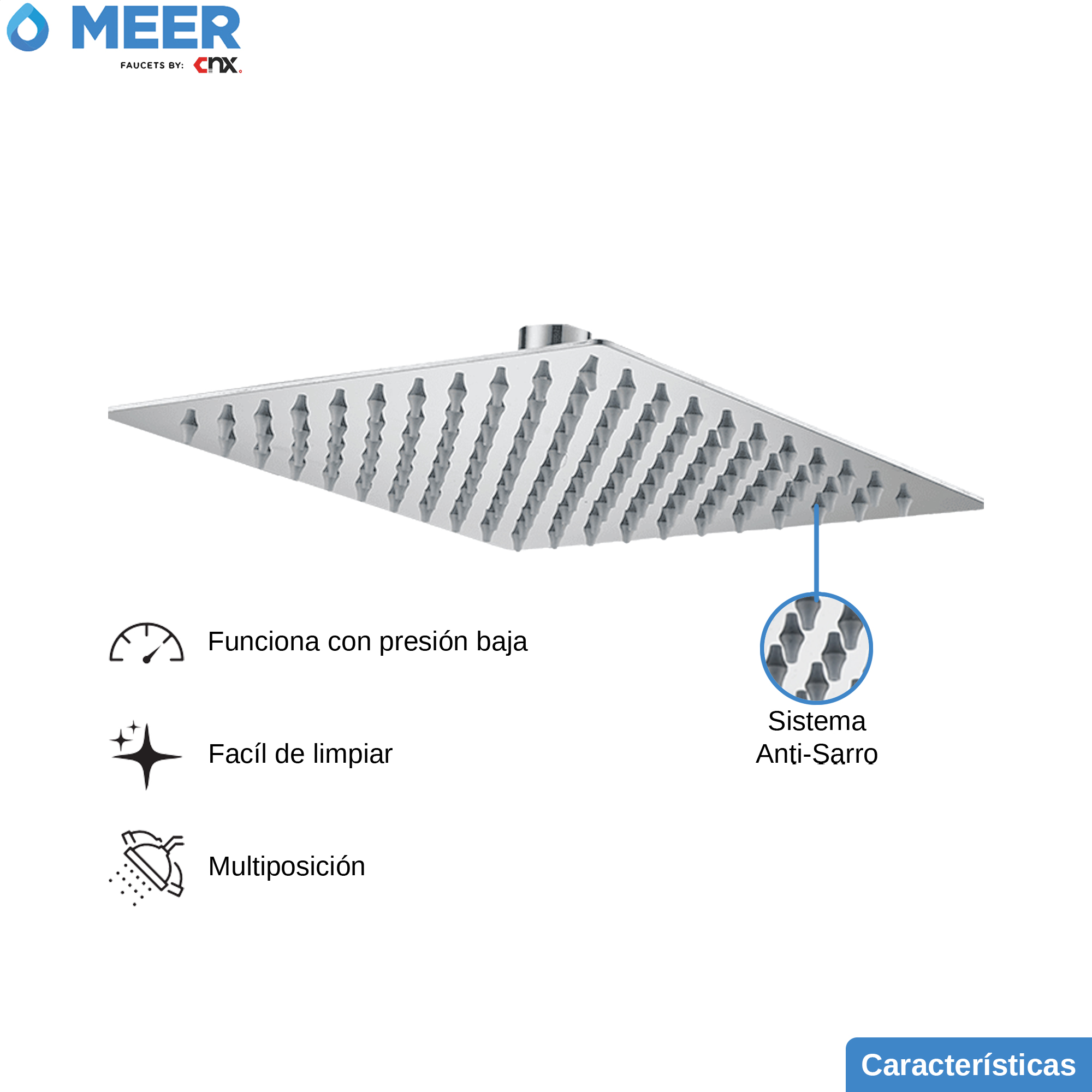 Foto 5 | Kit de Regadera Meer-cnx para Baño Mezcladora y Resumidero de Acero Inoxidable y Latón