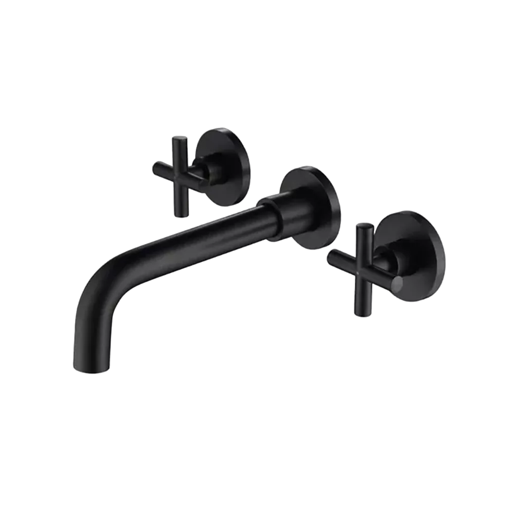 Grifo BELUG de Lavabo de Pared Empotrado de Tres Orificios Negro 3 Piezas