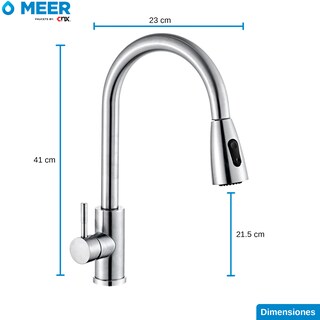 Foto 5 | Mezcladora para Fregadero Meer Faucets By CNX con dos Funciones de Chorro y Cuello Retráctil Manguera de 55 cm de Zinc