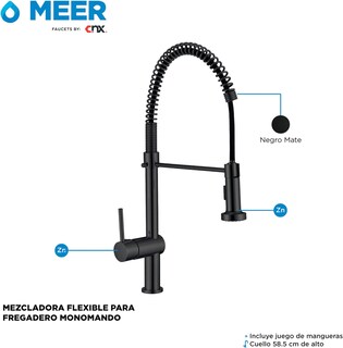 Foto 2 | Mezcladora Monomando para Fregadero Cnx Negro Incluye Mangueras