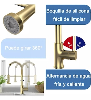 Foto 4 | Grifo Monomando Fregadero Llave Mezcladora Tarja Dorado