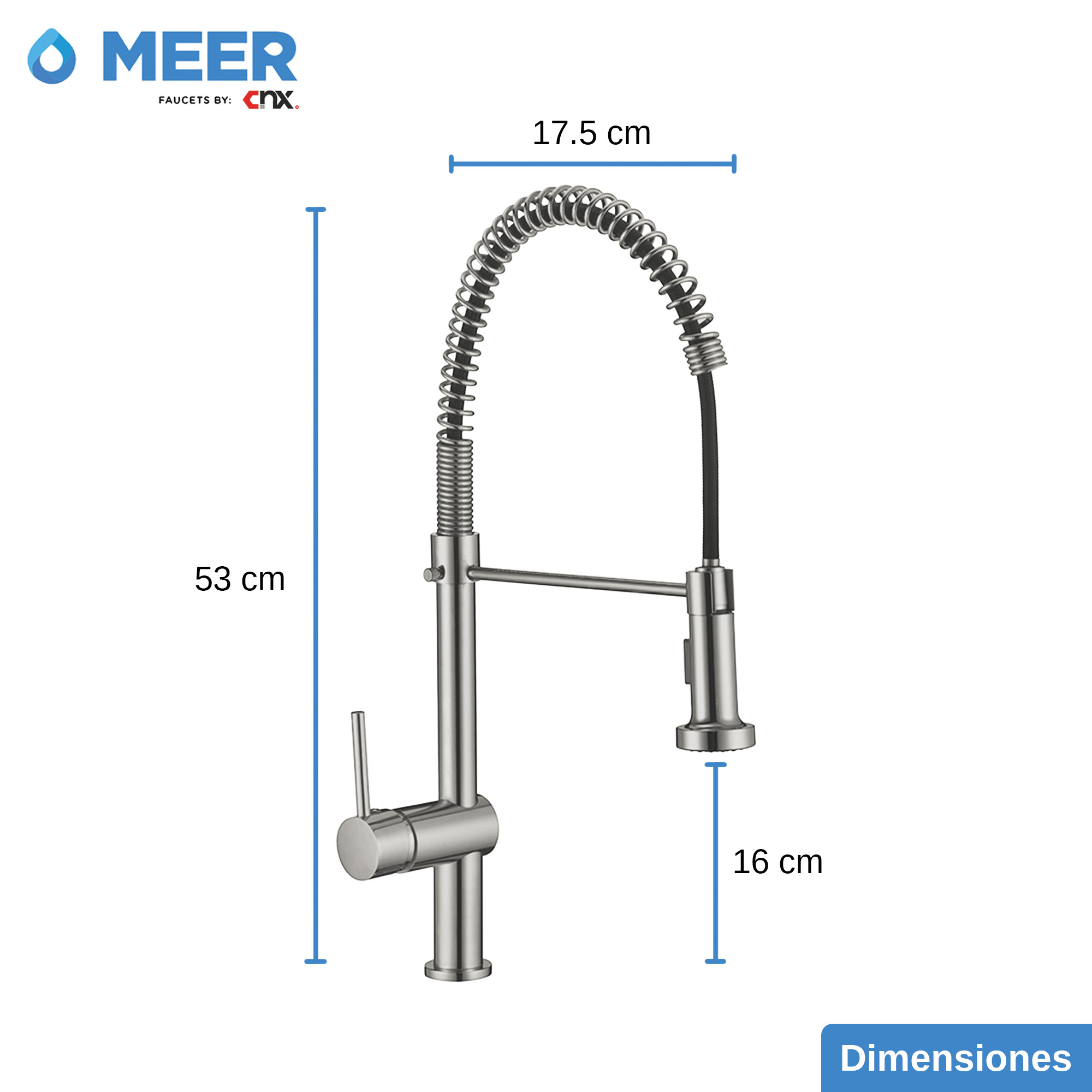 Foto 5 pulgar | Mezcladora Meer Cnx de Acero Inoxidable para Fregadero