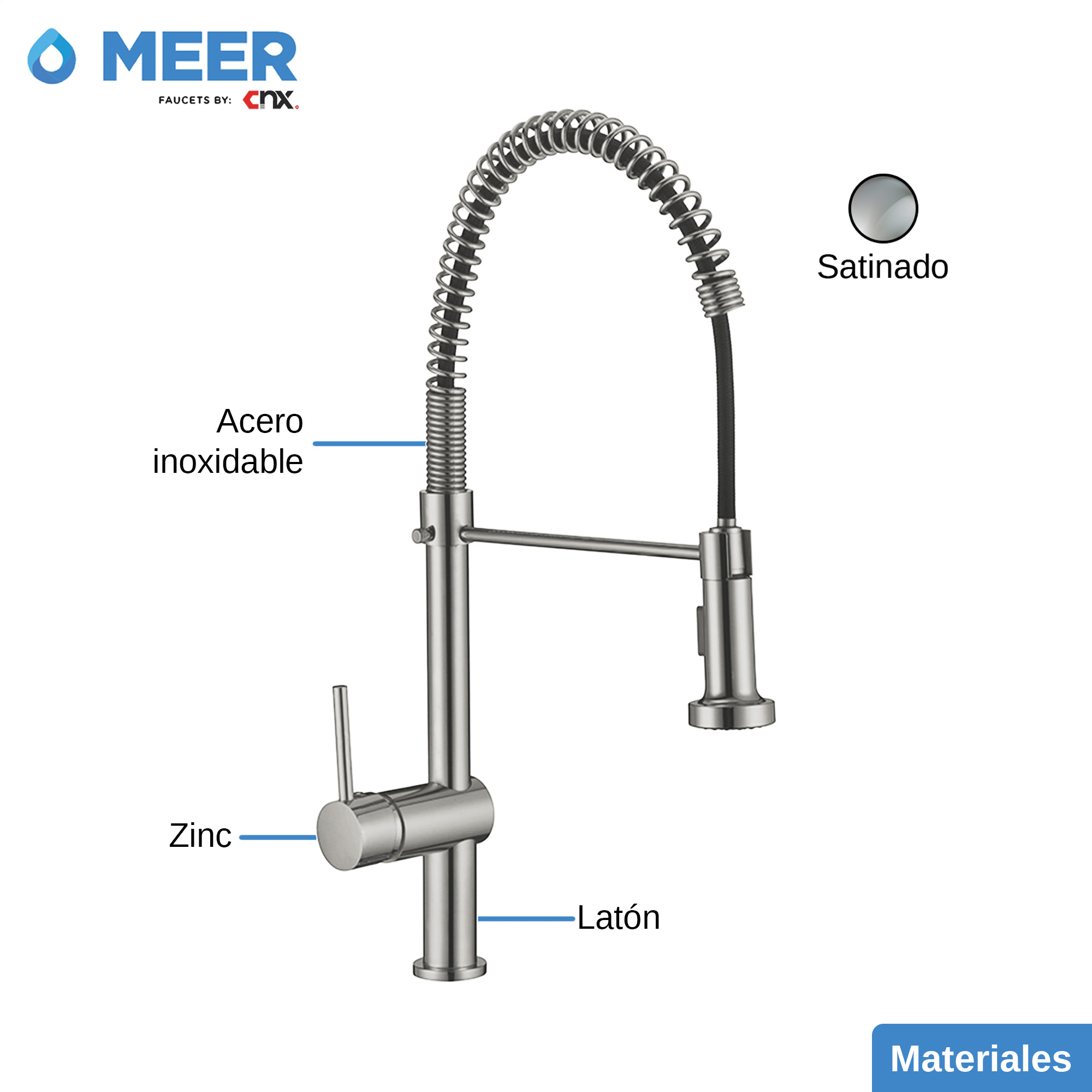 Foto 5 | Mezcladora Meer Cnx de Acero Inoxidable para Fregadero