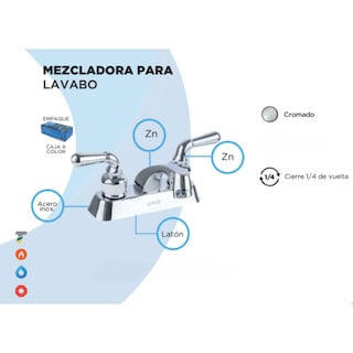 Foto 4 | Mezcladora Cromada Para Lavabo, Gran Diseño Y Funcionalidad (zinc Y Latón)