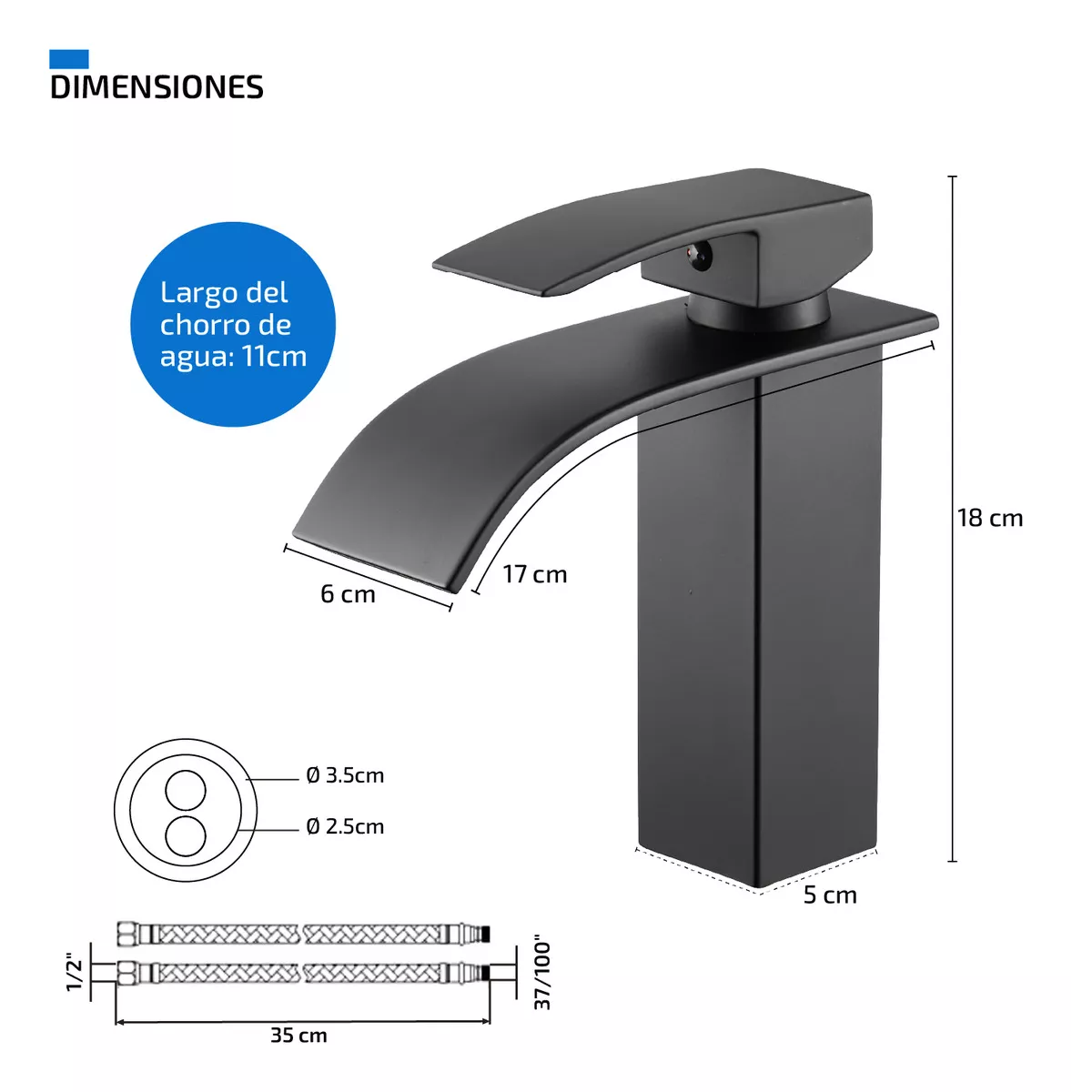 Foto 2 | Llave Mezcladora Plana Para Fregadero Lavabo Eo Safe Imports Esi-14956 Negro