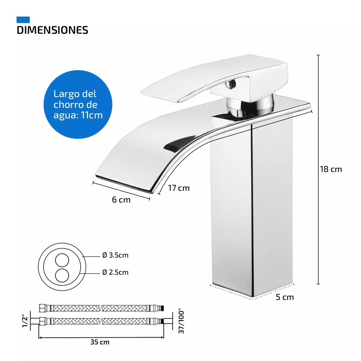 Foto 3 | Llave Mezcladora Plana Para Fregadero Lavabo Eo Safe Imports Esi-14957 Plata