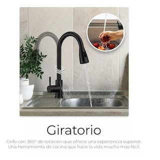Foto 4 | Grifo Cocina Monomando Extraíble Para Tarja Eo Safe Imports Esi-14955 Negro