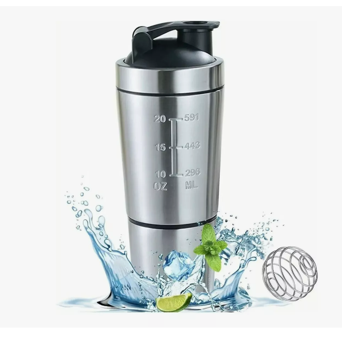 Shaker Proteina Vaso Shaker Acero Inoxidable Shaker Gym Color Plata Wünd