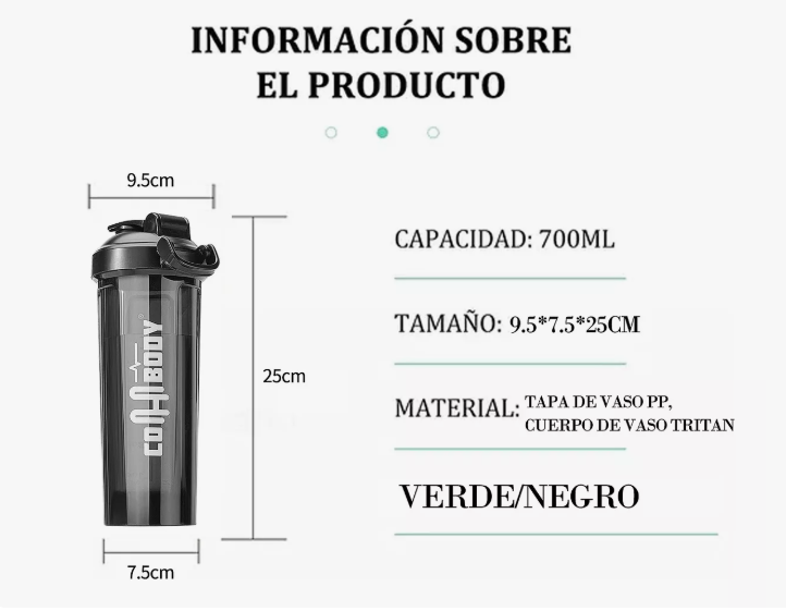 Foto 5 pulgar | Shaker Wünd  Proteina Vaso Mezclador De Proteina Gym 24oz 700ml