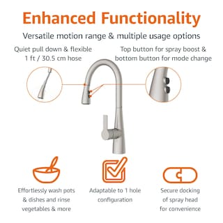 Foto 3 | Grifo de Cocina Amazon Basics Extraíble Inoxidable Sin Manchas - Venta Internacional