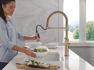 Foto 2 | Grifo De Cocina Delta Rhett Pro Gold Con Pulverizador Desplegable - Venta Internacional.