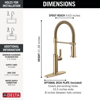 Foto 5 | Grifo De Cocina Delta Rhett Pro Gold Con Pulverizador Desplegable - Venta Internacional.