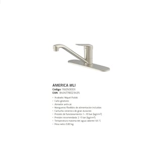 Foto 1 | Llave Mezcladora Teka America Mli Acabado Niquelado