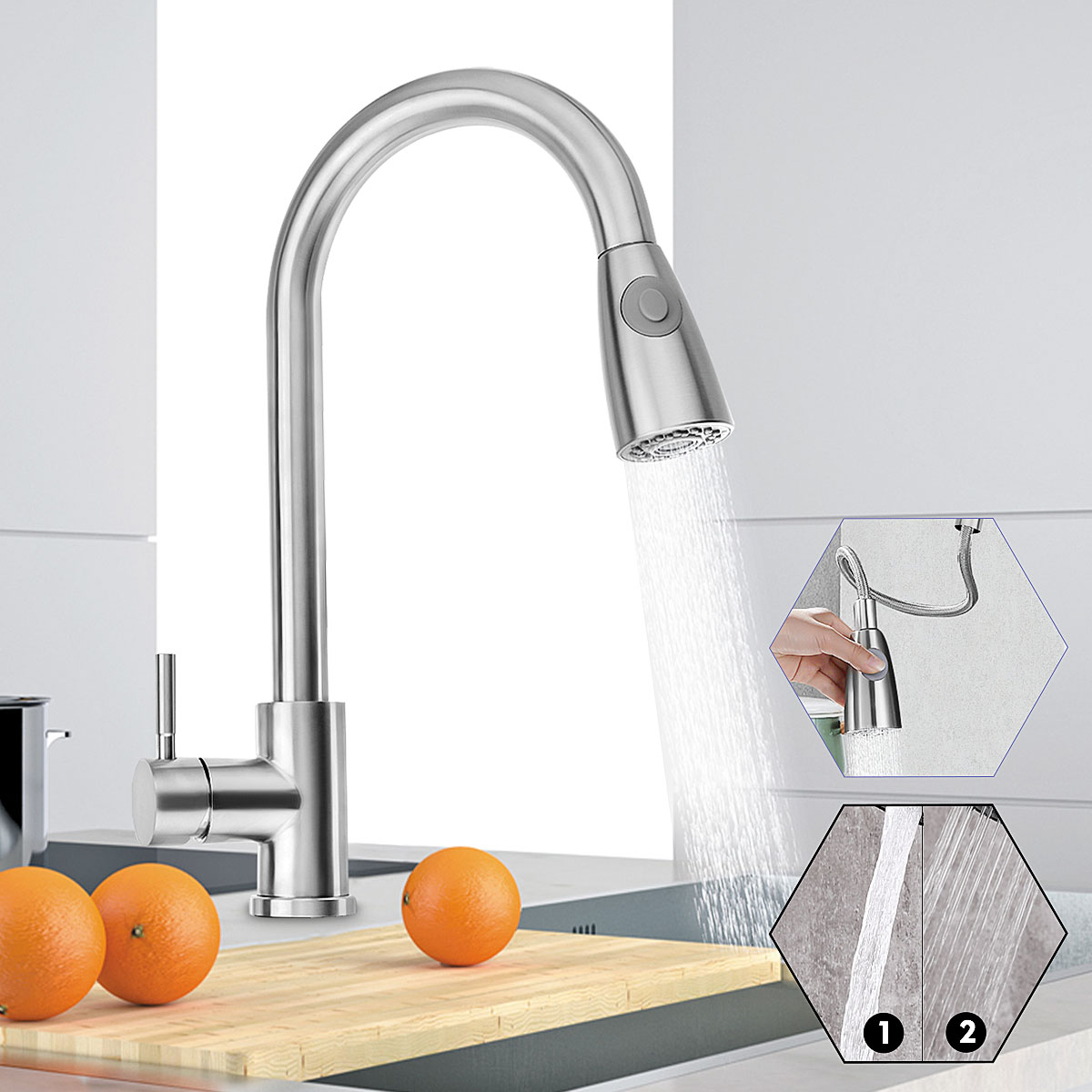 Foto 4 pulgar | Grifo Para Fregadero De Cocina De Acero Inoxidable 304 Salta Out Fautet - Venta Internacional.