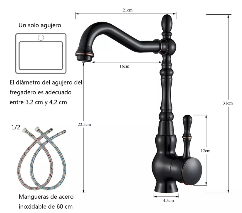Foto 3 | Llave Mezcladora Xtellar Retro Acabado Mate Color Negro