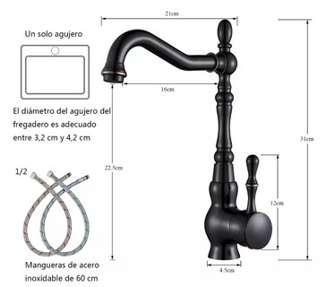 Foto 3 | Llave Mezcladora Xtellar Retro Acabado Mate Color Negro