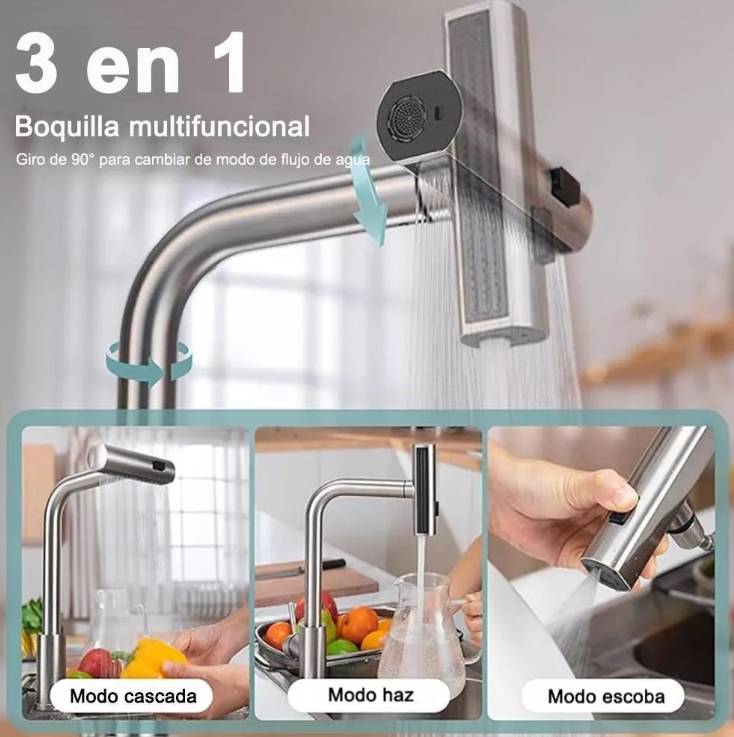 Foto 4 pulgar | Mezcladora Para Fregadero Xtellar 3 Modos Plateada