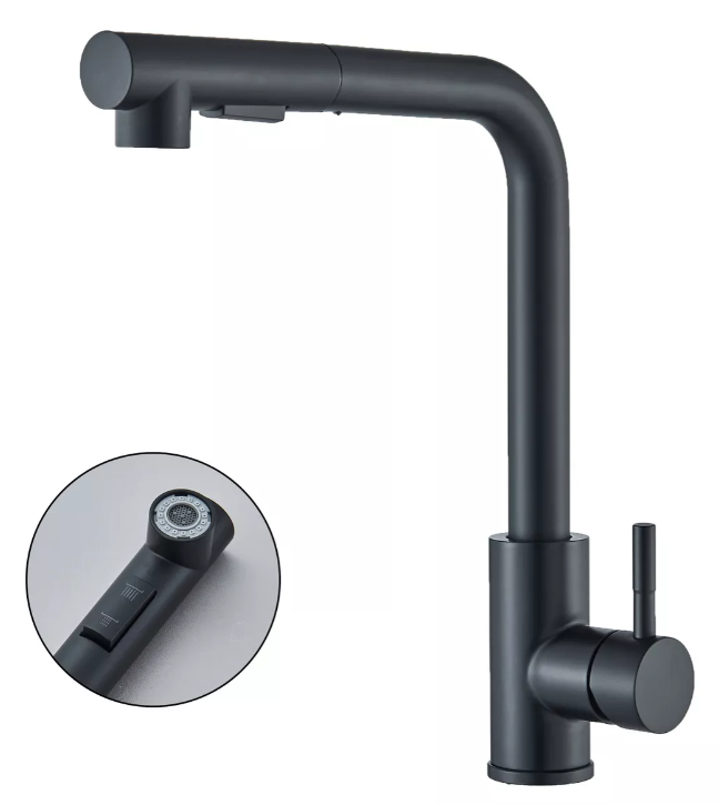 Mezcladora Xtellar Grifo De Cocina Acabado Mate Color Negro