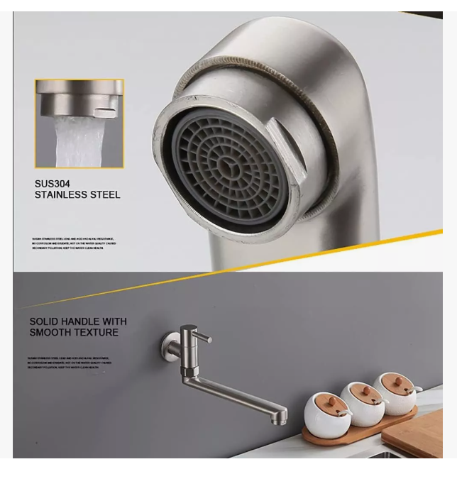 Foto 5 pulgar | Grifo Xtellar Cocina De Pared Acero Inoxidable Con Acabado Cepillado