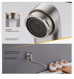 Foto 4 | Grifo Xtellar Cocina De Pared Acero Inoxidable Con Acabado Cepillado