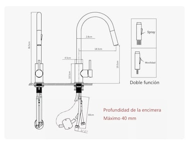 Foto 4 | Grifo Mezcladora Para Fregadero Flexible Llave De Cocina Xtellar