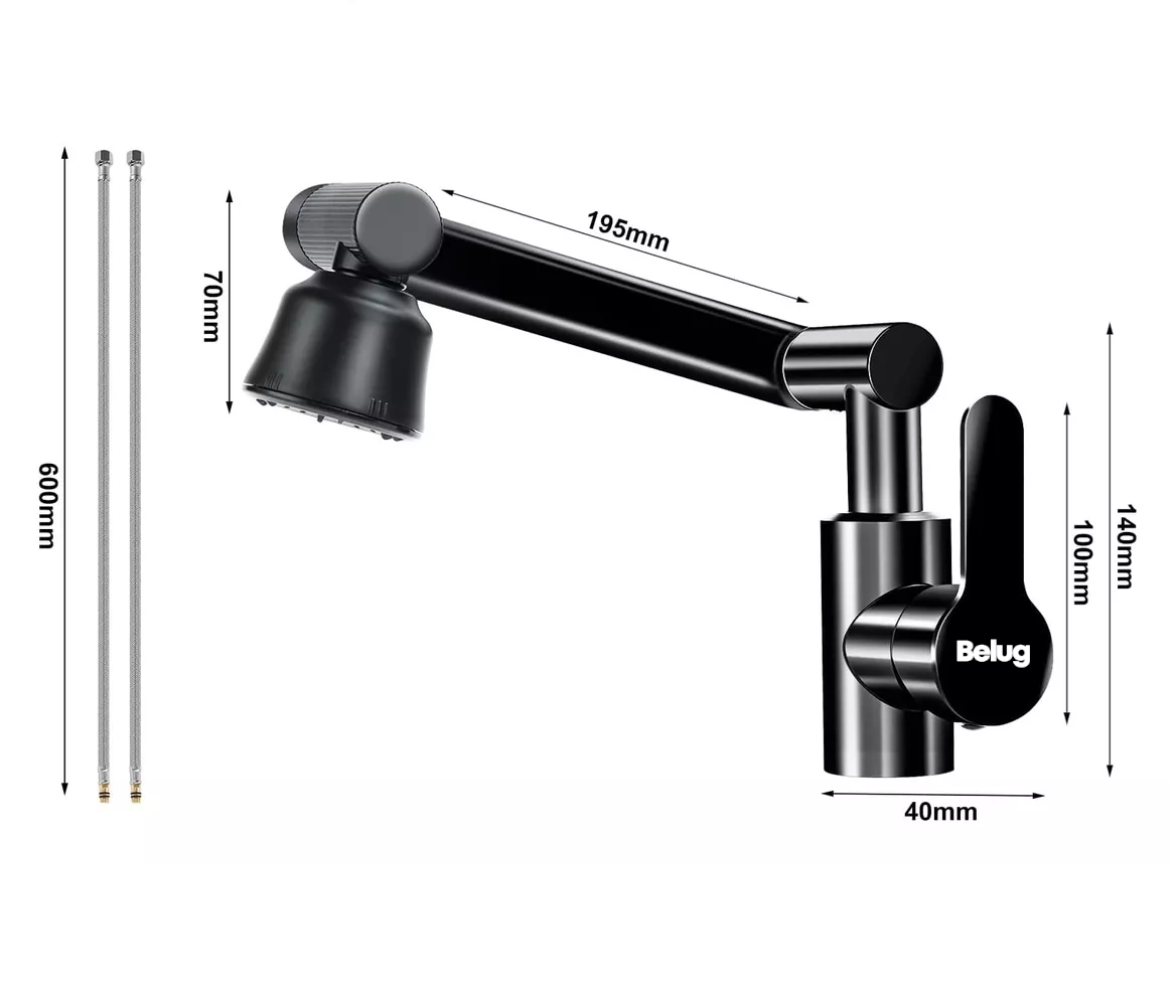 Foto 4 pulgar | Grifo De Cocina, Baño Acero Inoxidable Caliente O Frío 1080° Negro Belug