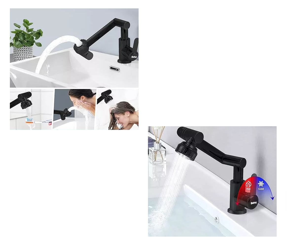 Foto 5 pulgar | Grifo De Cocina, Baño Acero Inoxidable Caliente O Frío 1080° Negro Belug