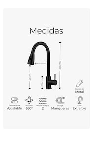 Foto 2 | Grifo Cocina Monomando Extraíble Tarja Inoxidable Negro Mate Xtellar