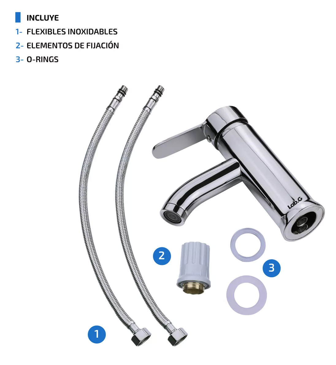 Foto 5 | Llave Mezcladora Baja Monomando Para Lavabo Lab.g Fregadero Grifo Lavamanos Baño Plateada
