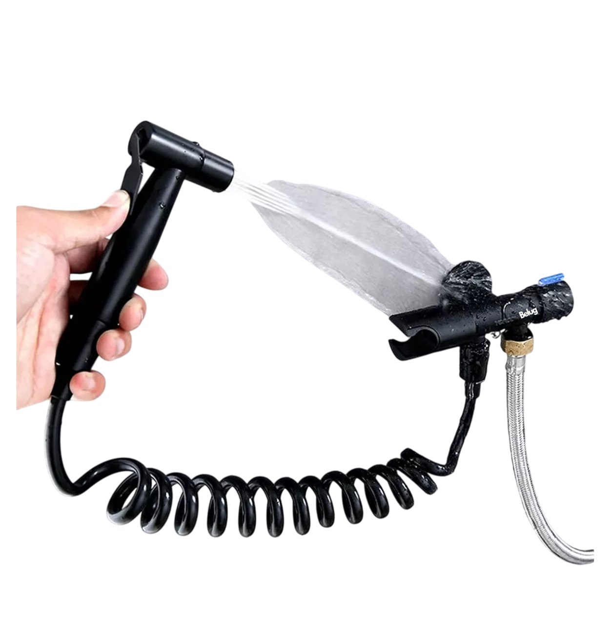 Foto 4 pulgar | Grifo Inodoro Con Válvula Angular De Doble Salida Limpieza , Belug Color Negro