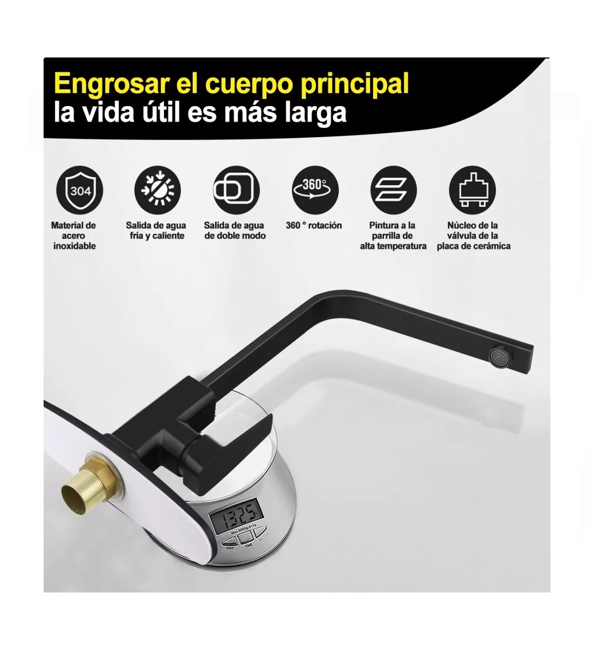Foto 4 pulgar | Mezcladora Para Fregadero Grifo Monomando Negro