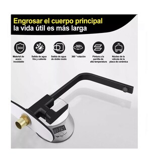 Foto 3 | Mezcladora Para Fregadero Grifo Monomando Negro