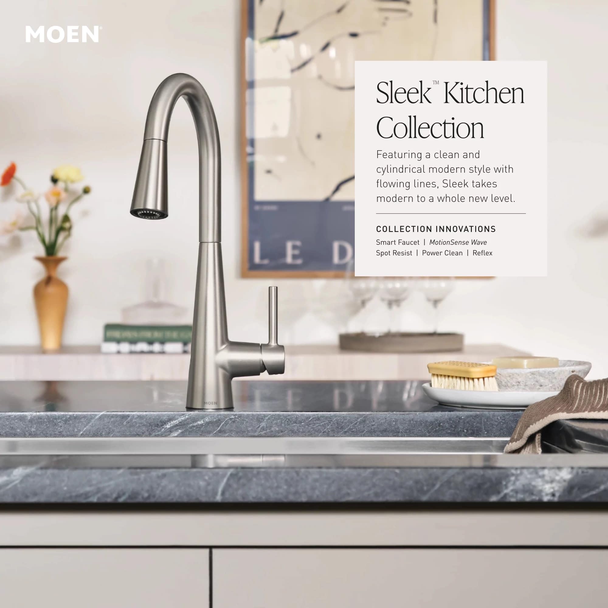 Foto 4 pulgar | Grifo De Cocina Moen Accessories Con Una Manija Desplegable De Arco Alto - Venta Internacional.