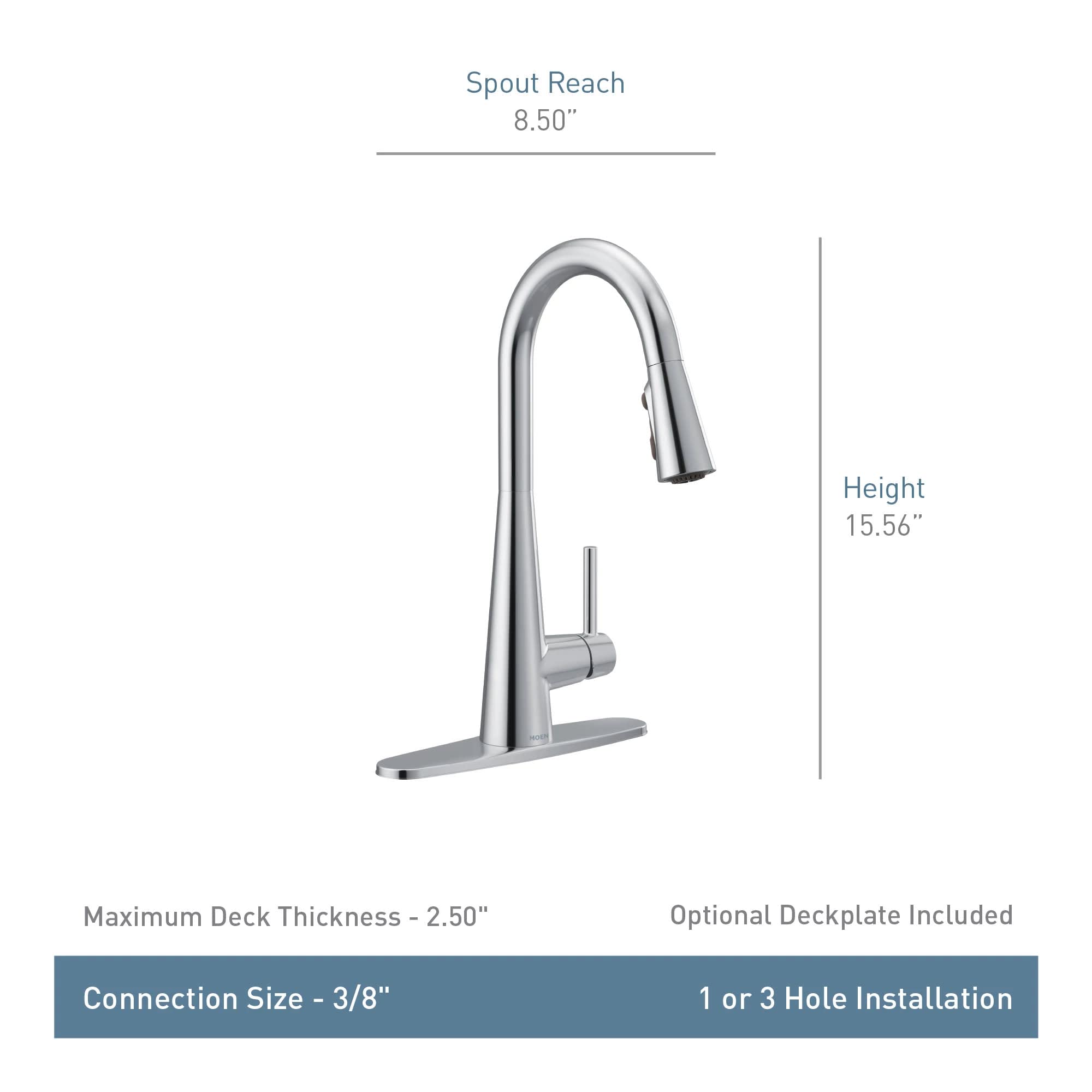 Foto 7 | Grifo De Cocina Moen Accessories Con Una Manija Desplegable De Arco Alto - Venta Internacional.