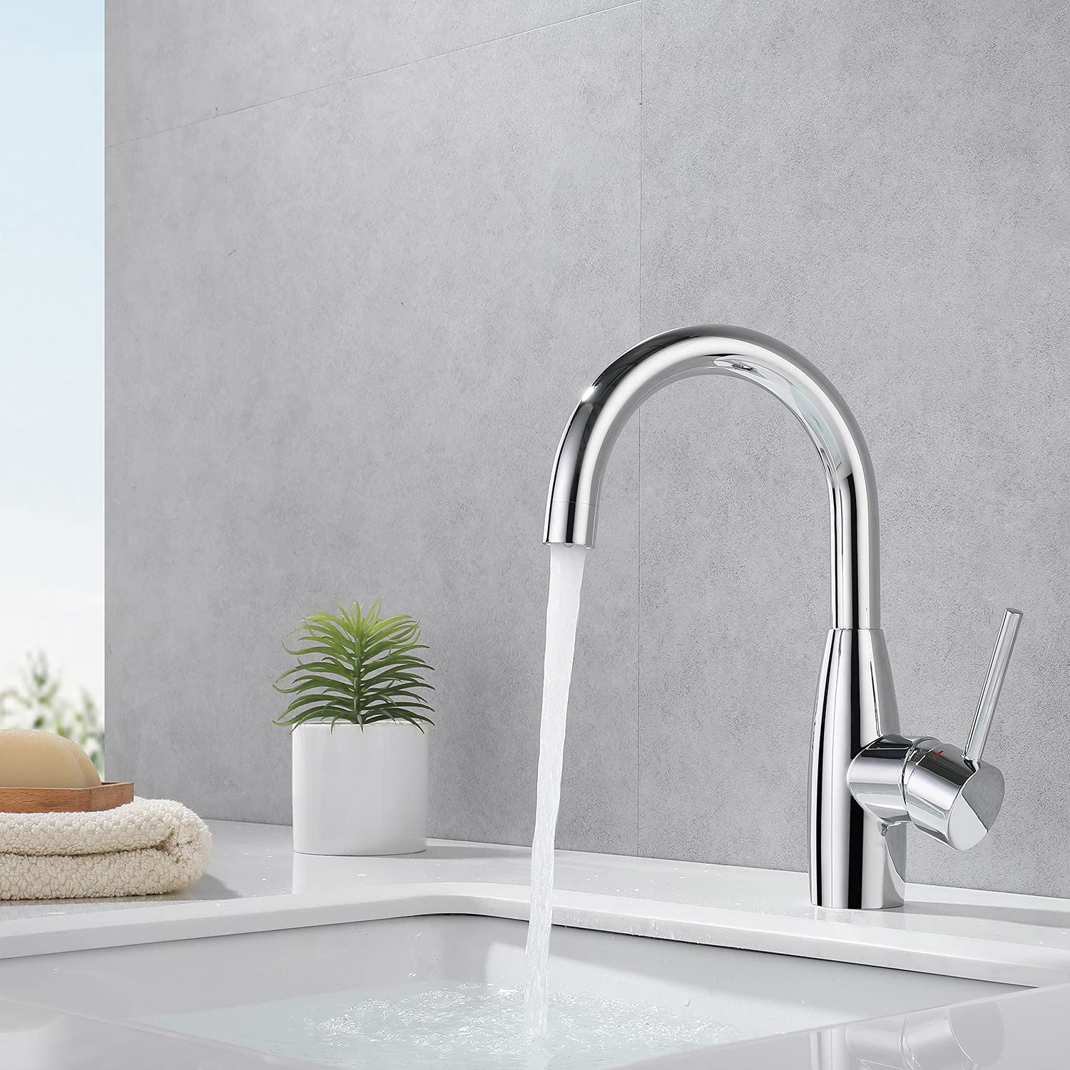 Foto 6 pulgar | Grifo Crea Para Lavabo De Baño, Manija Única, Cromado Con Placa De Cubierta - Venta Internacional.