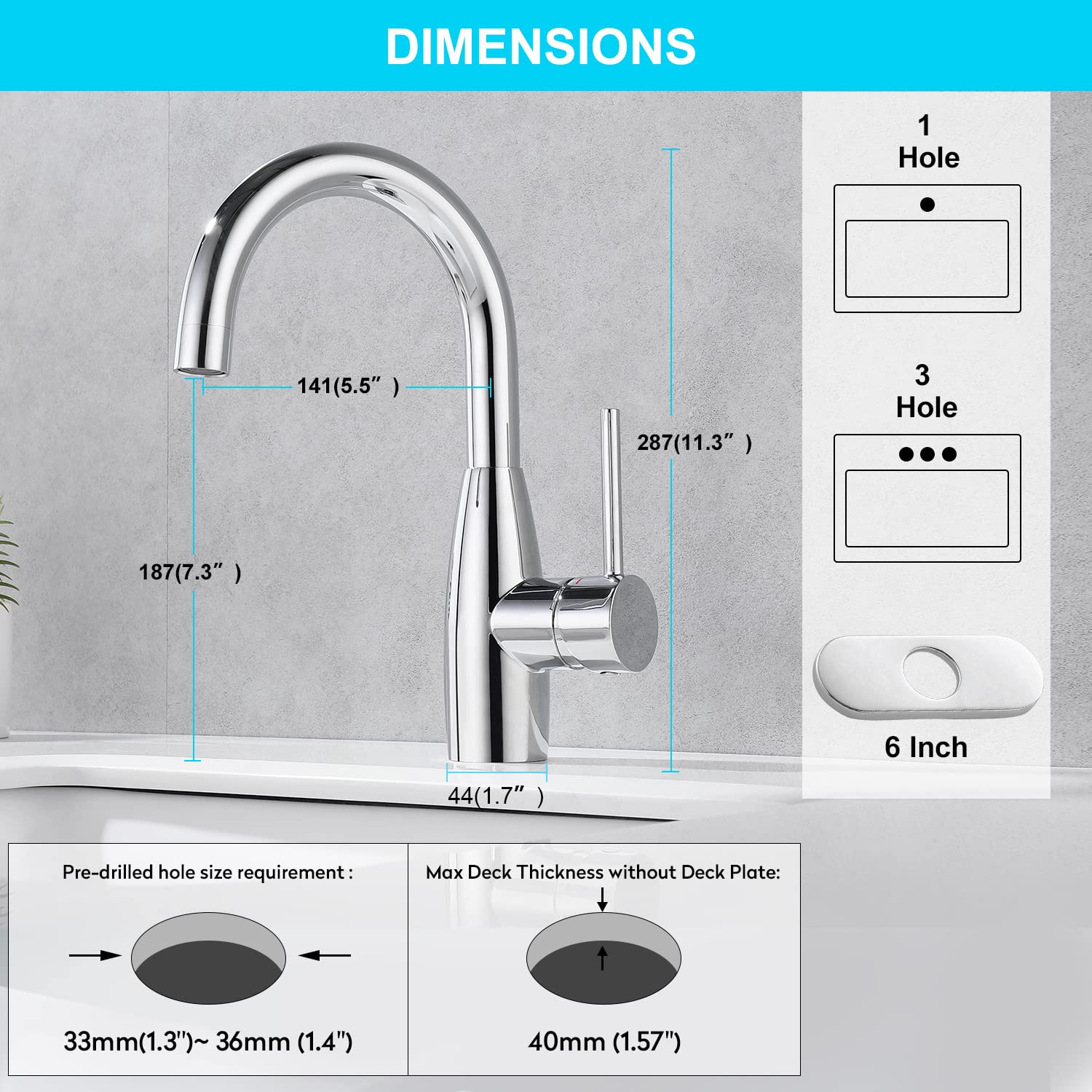 Foto 8 pulgar | Grifo Crea Para Lavabo De Baño, Manija Única, Cromado Con Placa De Cubierta - Venta Internacional.