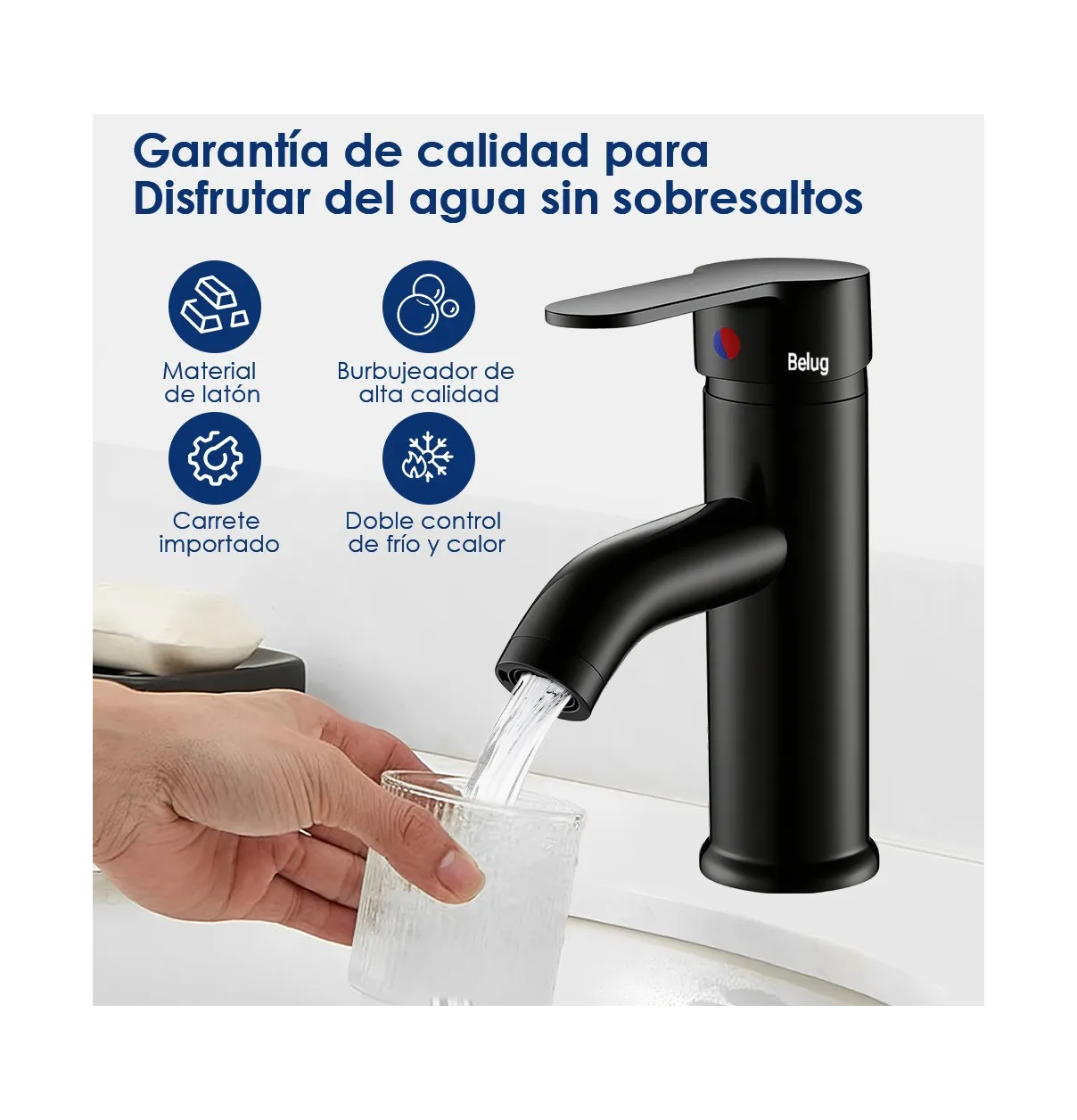 Foto 2 | Grifo Mezclador De Encimera Para Baño De Acero Inoxidable Negro Mate