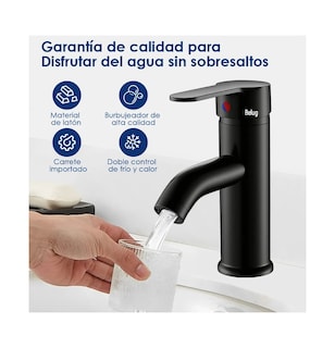 Foto 2 | Grifo Mezclador De Encimera Para Baño De Acero Inoxidable Negro Mate
